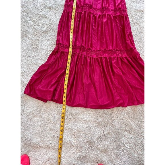 Berrette New York Night Gown Womans M Red Lingerie Lace V Neck Vintage - Picture 6 of 8